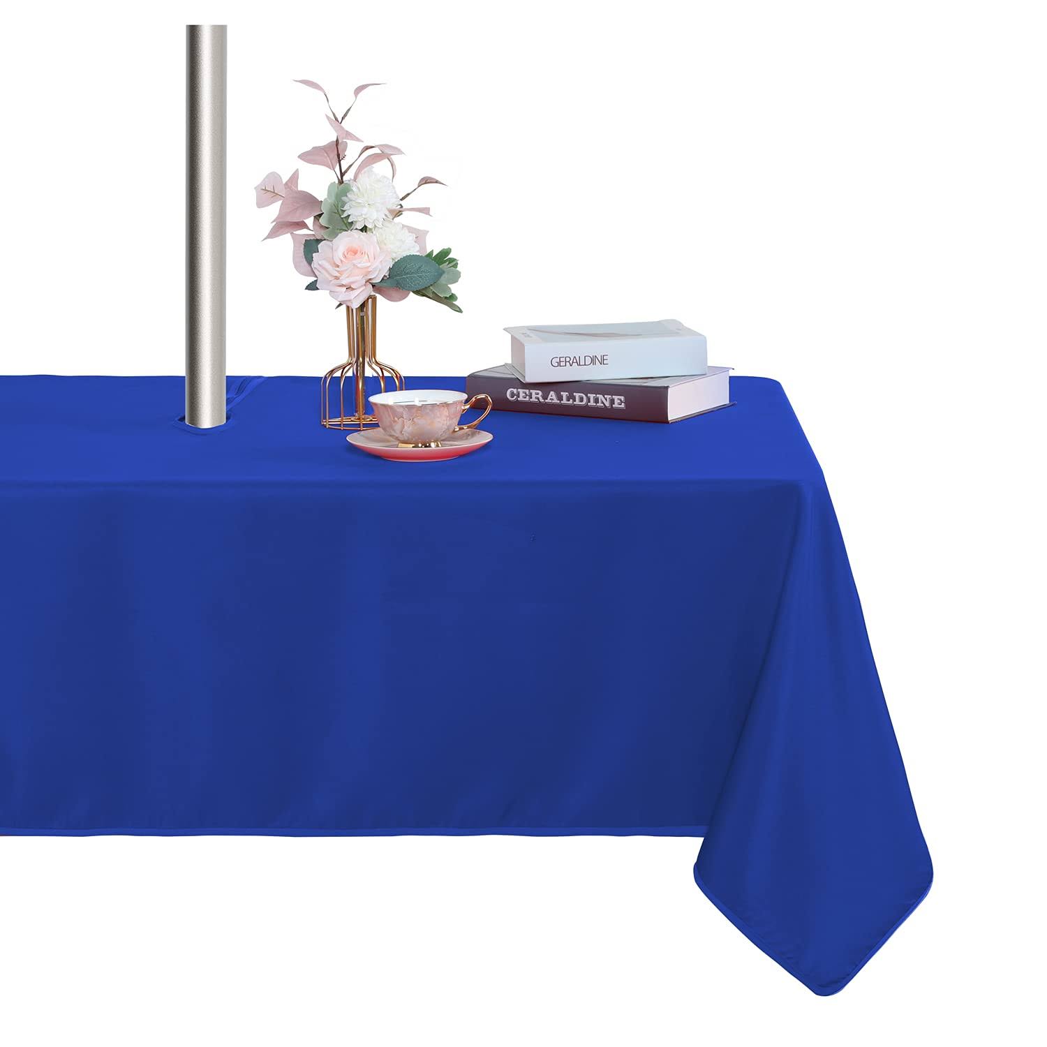 40601110c992d4107ef19b83105c9731b2b369ed76d255b8a55662e6c94e4507.jpg Fitable Table Cover Outdoor and Indoor Tablecloth - Washable Waterproof Wrinkle Free Table Cloth with Zipper and Umbrella Hole for Spring/Summer - Image 1