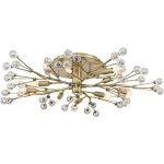 Possini Euro Design Ceiling Light Semi Flush Mount Fixture LED Brass 27 1/2" Wide 10-Light Crystal Berry for Living Room
