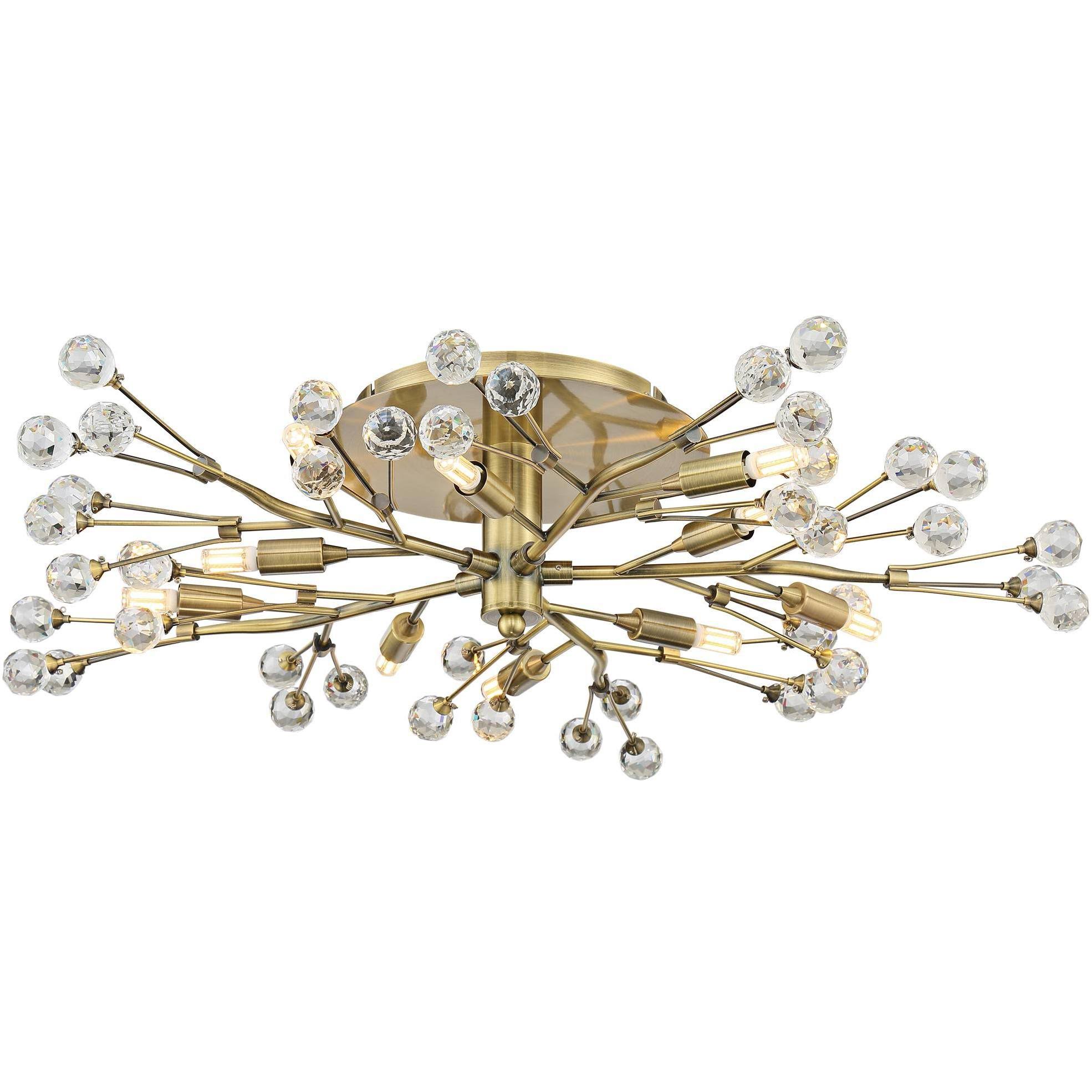 409c85264fd414eaa9048259e2ed1fd27a87987768012f3bae555ddd6739677a.jpg Possini Euro Design Ceiling Light Semi Flush Mount Fixture LED Brass 27 1/2" Wide 10-Light Crystal Berry for Living Room - Image 1