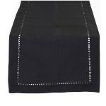 Fennco Styles Rochester Collection Classic Hemstitched Solid Color Daily Use Table Linens, Size: 14x36 Table Runner, Black