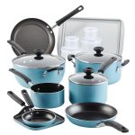 Farberware 20 PC Easy Clean Aluminum Nonstick Cookware Pots and Pans Set, Aqua