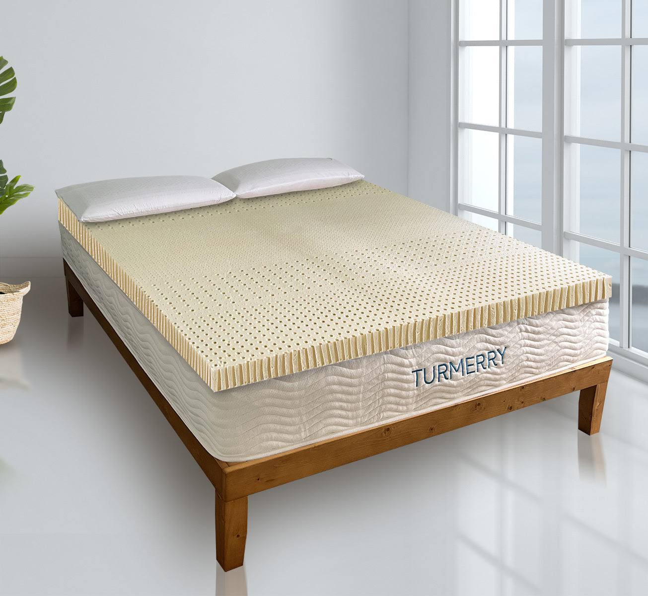 40e796ed0fa87a4ed9ffee02fe63911963808eb59537f8306155df50a2b434a7.jpg Latex Mattress Topper - Turmerry King / 2 inch Organic Latex / Medium - Image 1