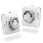 GE 24-Hour Heavy Duty Indoor Plug-In Mechanical Timer 2 Pack, 30 Minute Intervals, Daily On/Off Cycle, for Lamps, Seasonal Lighting, Holiday