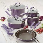 Rachael Ray Cucina 12-Piece Hard-Enamel Nonstick Cookware Set, Purple