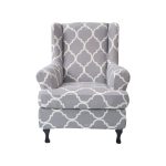 Wing Chair Slipcovers 2 Pieces Stretch Spandex Wingback Chair Covers Sofa Slipcover Printing Wingback Armchair Slipcovers Furniture Protector Couch