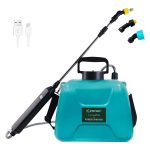 Kaskiwaly Battery Powered Garden Sprayer with 3 Mist Nozzles, 1.35 Gal Lawn Water Sprayer with USB Rechargeable Handle and Telescopic Wand, Portable