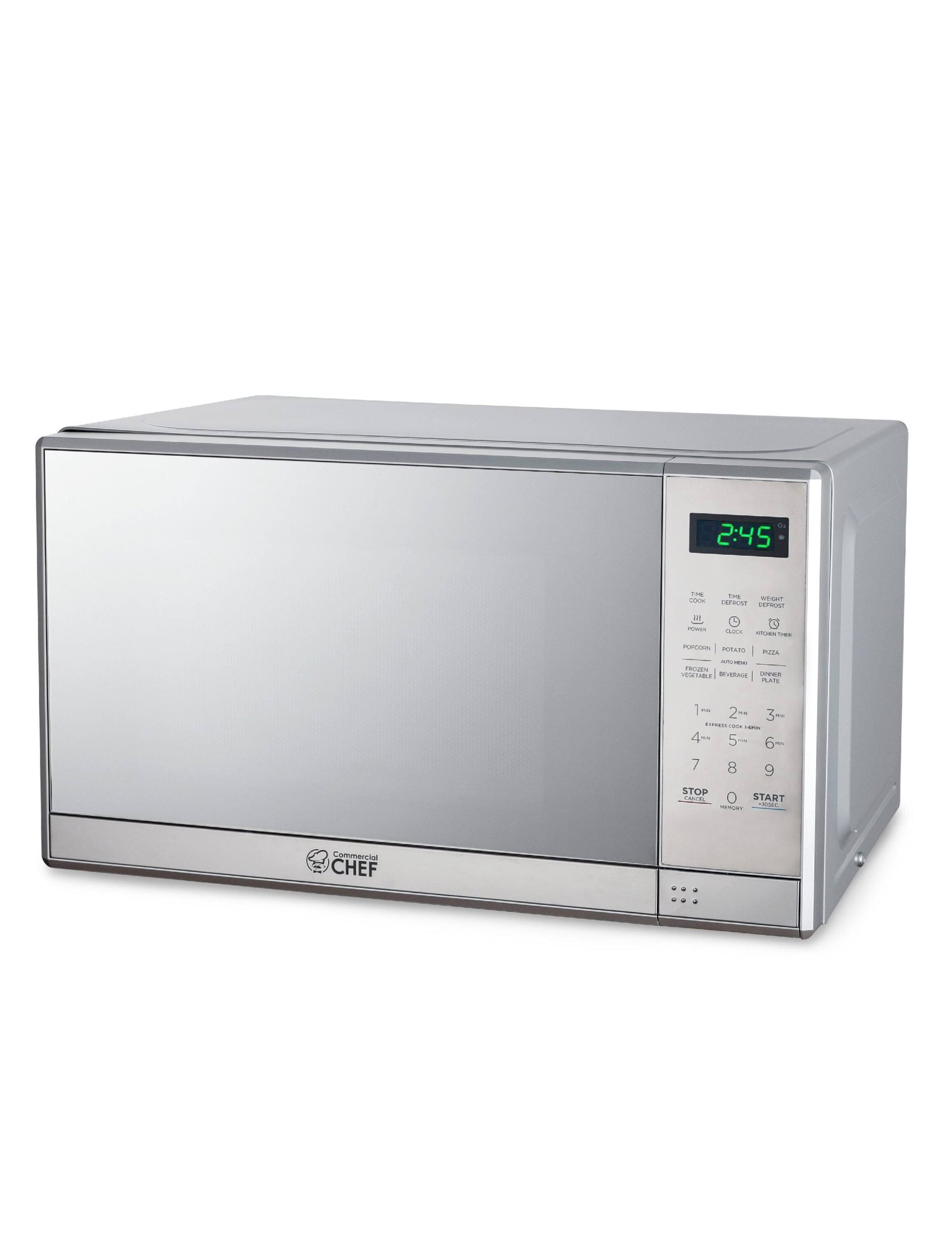 418102b3c9288e0e5a1d089fd2165f1f0139b304542443ae4239906623c2803a.jpg Commercial Chef Countertop Microwave Oven 0.7 Cu. ft. 700W - Stainless Steel - Image 1
