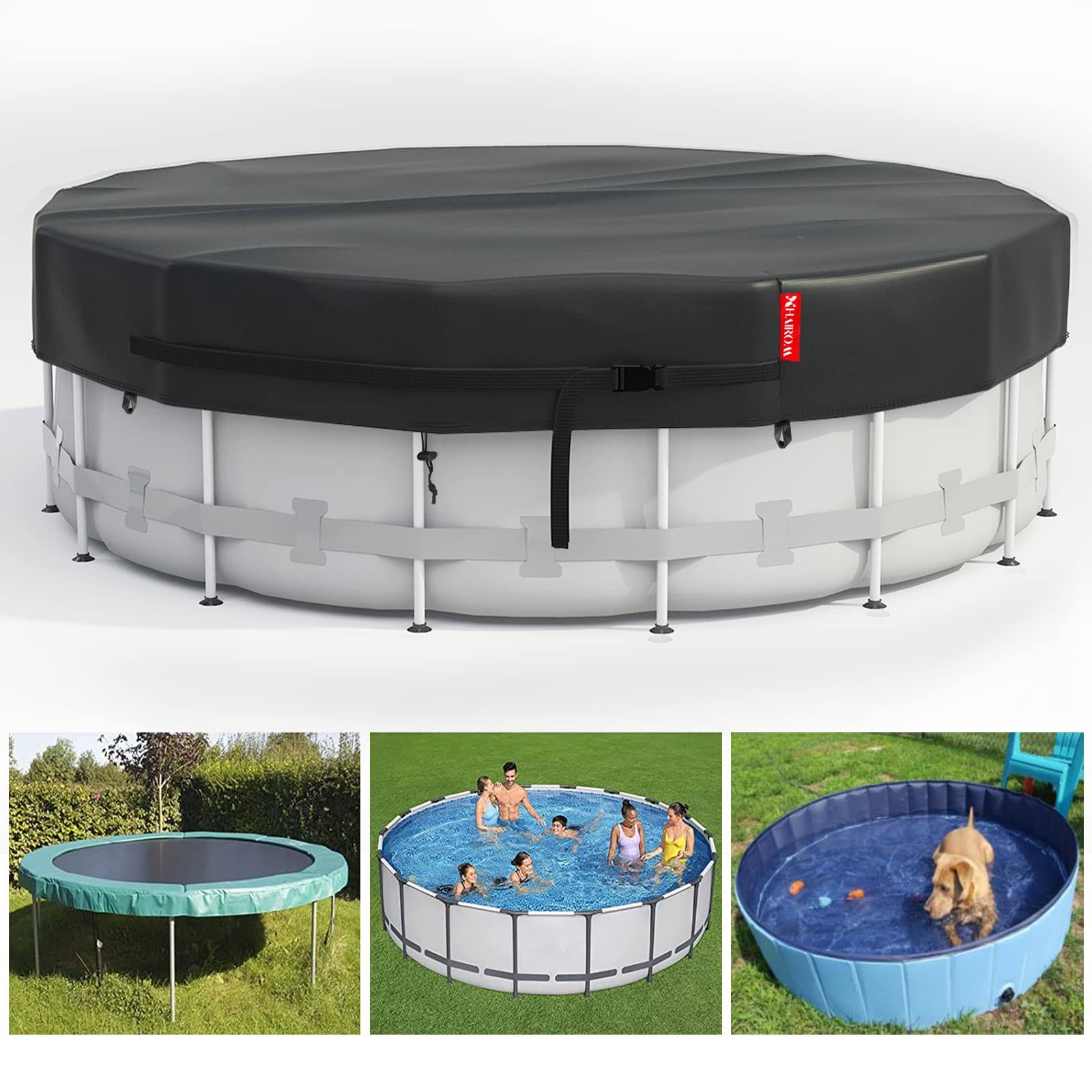 419aea3a4a547e7cd4977eef911001bd858f401379d077552a02008ea6837206.jpg 8 ft Round Pool Cover, Solar Covers for Above Ground Pools, Inground Pool Cover Protector,Hot Tub Cover with Drawstring and Magic Tape Design to - Image 1