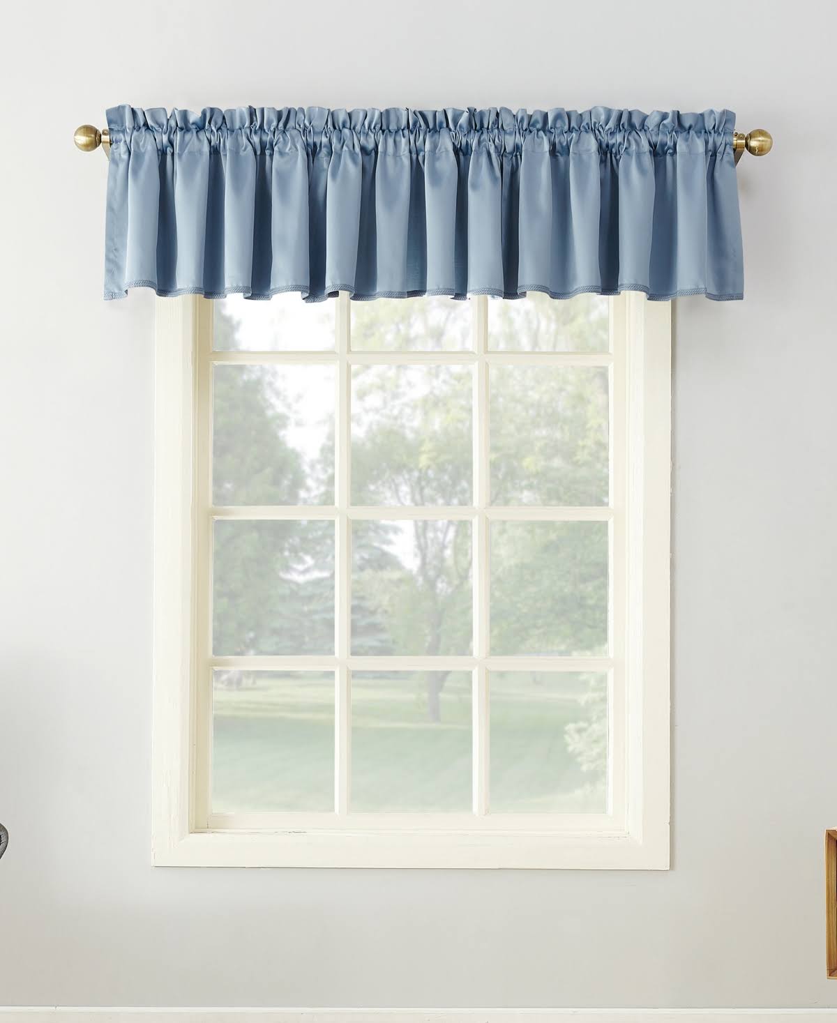 41a2caee8b0625474b7d7a94a2c08458b81689a0d1a64709606c3165864ae0a7.jpg Sun Zero Kylee Rod Pocket Room Darkening Window Valance, Vintage Blue - Image 1