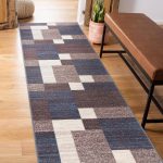 World Rug Gallery Modern Boxes Design Non-Slip (Non-Skid) Area Rug - 2' x 7' Runner - Blue