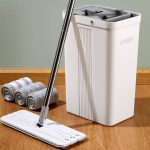 JOYMOOP Mop and Bucket with Wringer Set, Flat ,for Floor Cleaning with 3 Microfiber Pads, Wet and Dry Use