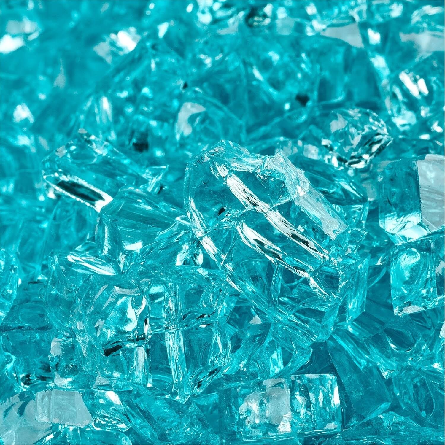 41bb6ee93deb4713d080a5fd0f503ef6a51bf0f8cdc978baf023a3cd830c0bd7.jpg Tahitian Blue - Fire Glass for Indoor and Outdoor Fire Pits or Fireplaces | 10 Pounds | 1/4 inch - Image 1