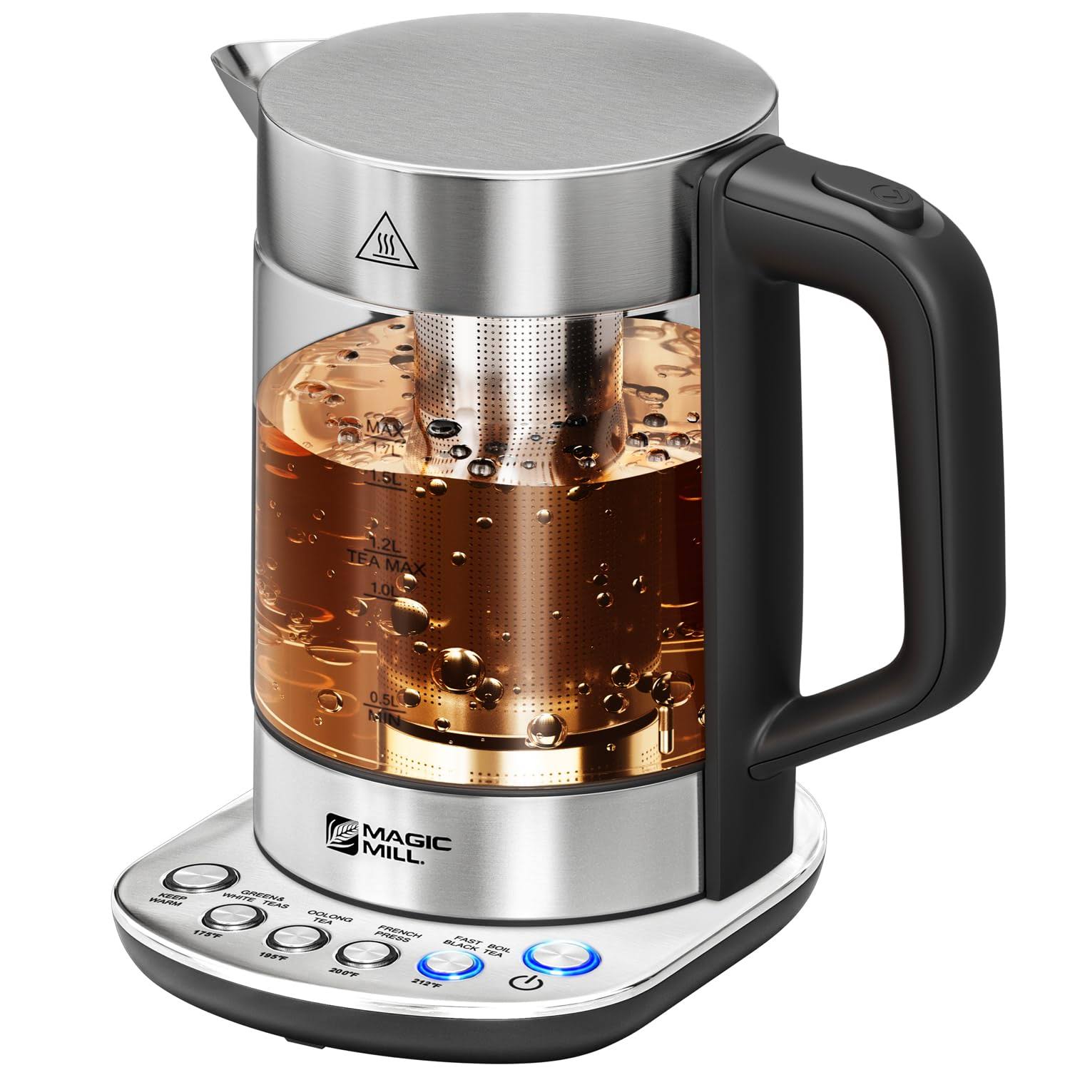 41ce9dddaf22b990583d7ff23cd913e1d1740712b022ea8f06e0c5b3256153d6.jpg Magic Mill Pro Electric Kettle with Tea Infuser and Temperature Control - Keep Warm Function, Rapid Boil, Automatic Safety Shut Off, BPA Free, No - Image 1