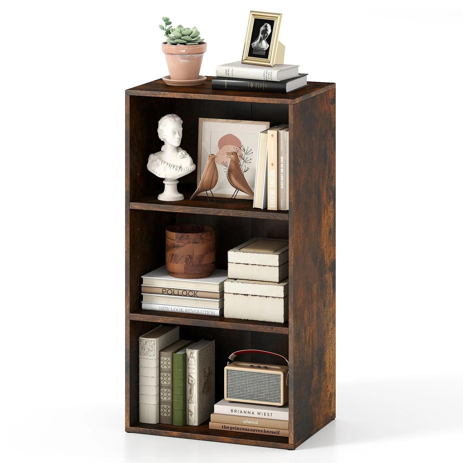 41d0a54e25510c6ad4f6875608c7068c313b9512b97c627335a352f8766b5043.webp Tangkula 3-Cube Bookcase Floor Standing Open Bookshelf w/7-Position Adjustable Shelf - Image 1