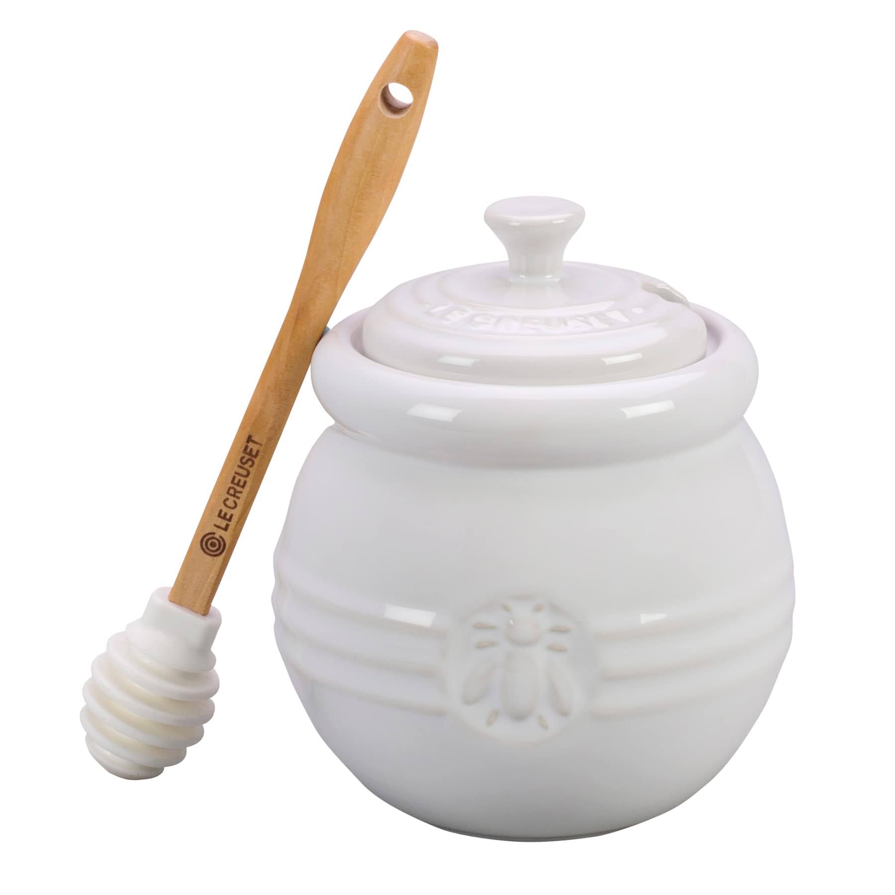 420d6e8ea25f927c7551cc150561b7b724ce66ba911be5fdadc302e888151a20.jpg Le Creuset Stoneware 16-Ounce Honey Pot, White - Image 1