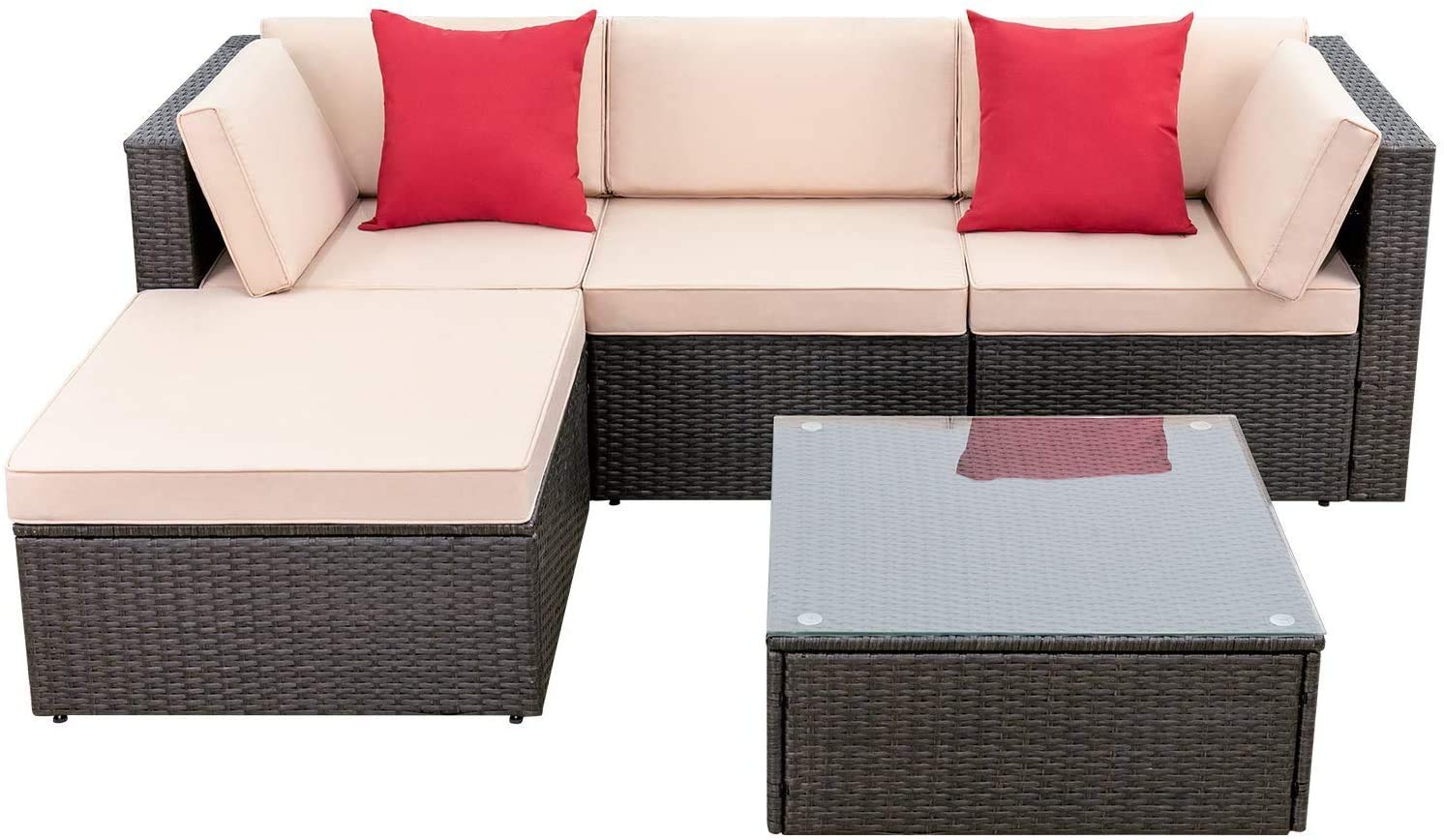 424d813fbc9d0ab5e920e29512562d44b1418df35ecfc12f4ca55b481264ee22.jpg Devoko 5 Pieces Patio Furniture Sets All Weather - Image 1
