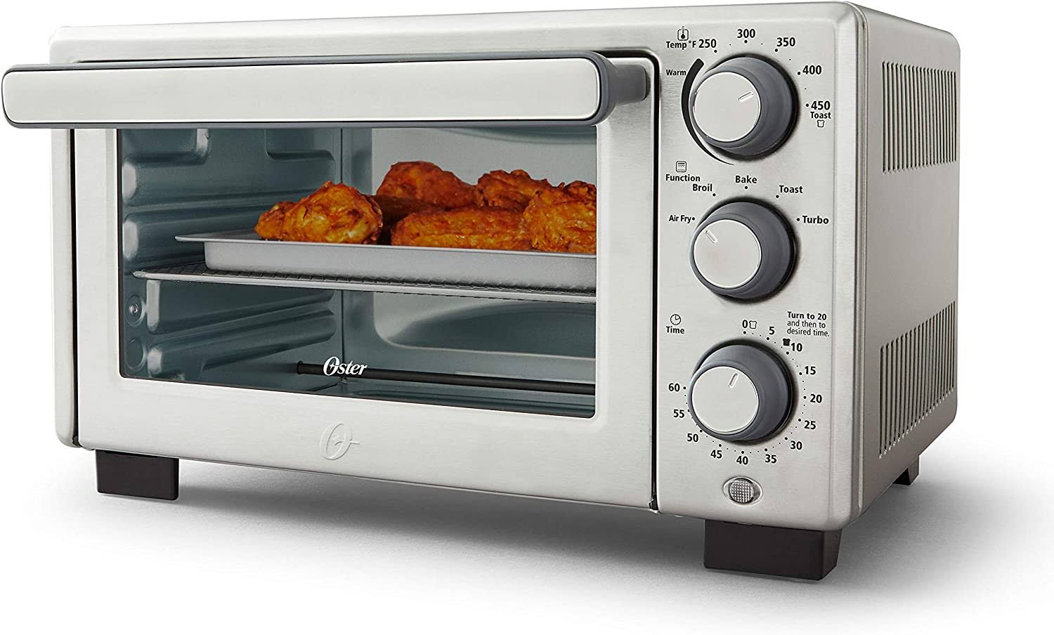 428923b630b906469a1ea6f33afaedbee1fed2fef0e5f21679a12dcb406f54c8.jpg Oster Compact Countertop Oven with Air Fryer (Stainless Steel) - Image 1