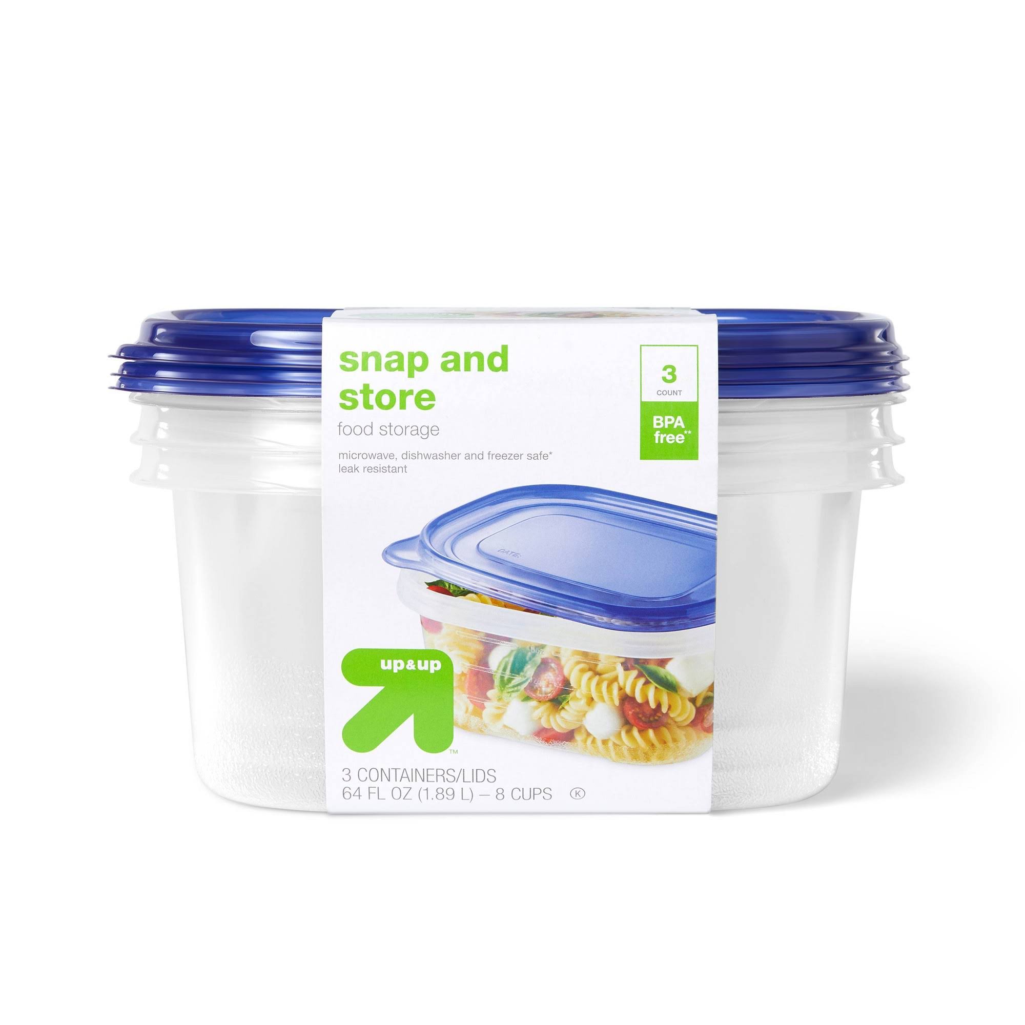 428a11c6429ef12444722b0d64d4143d26312845f1fb8564a34c4a5ee8ff86e0.jpg Snap and Store Medium Rectangle Food Storage Container - 3ct/64 fl oz - Up & Up - Image 1