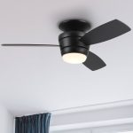 Harbor Breeze Mazon 44-in Black LED Indoor Flush Mount Ceiling Fan with Light Remote (3-Blade)