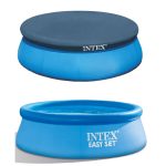 Intex 8ft Easy Set Inflatable Above Ground Round Swimming Pool and Pool Cover