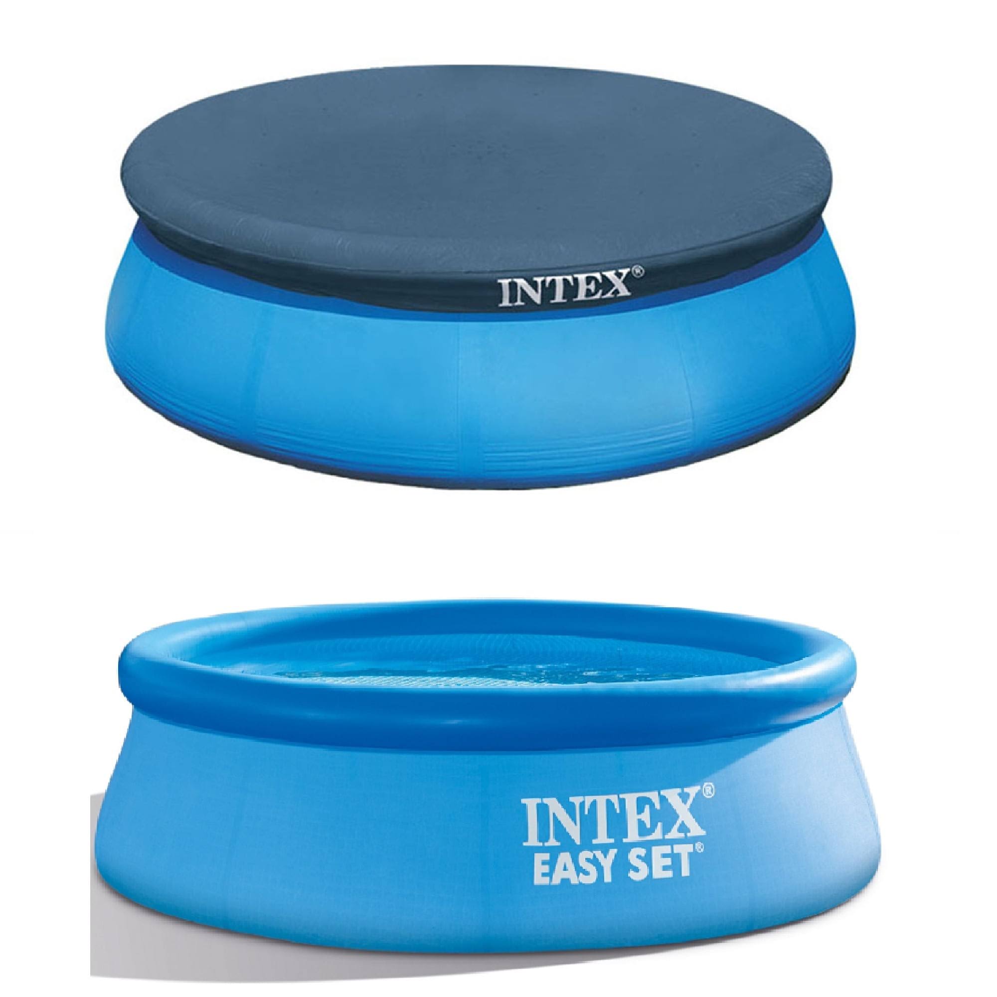 429f6cefb6092501bb894a82364de812d9efcb1f74da354aabb56b18edce20e9.jpg Intex 8ft Easy Set Inflatable Above Ground Round Swimming Pool and Pool Cover - Image 1