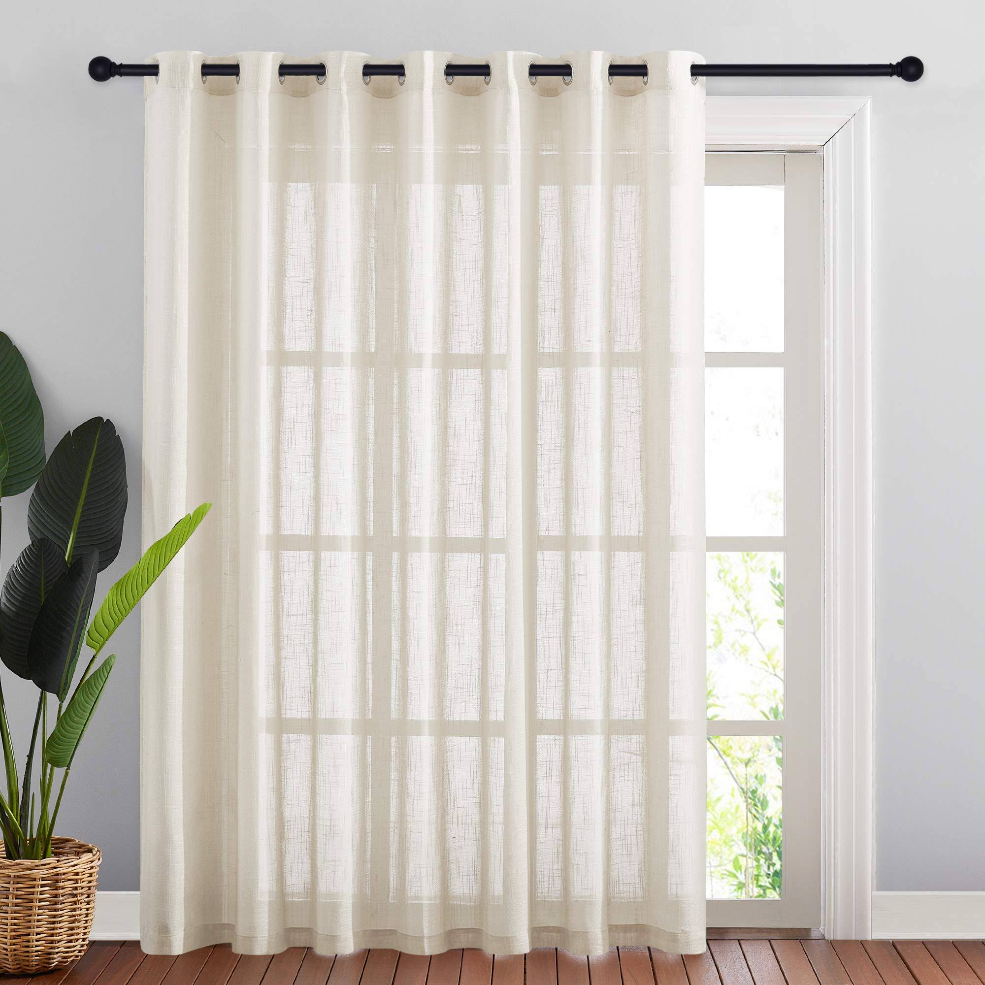 42b64f39ffcb5e407c554587abc7591aa9ad590aa39d59f4ea971c840c460302.jpg NICETOWN Linen Textured Sheer Curtains - Extra Wide Grommet Semi Voile Curtain Panel Window Treatment Drape for Living RoomBedro - Image 1