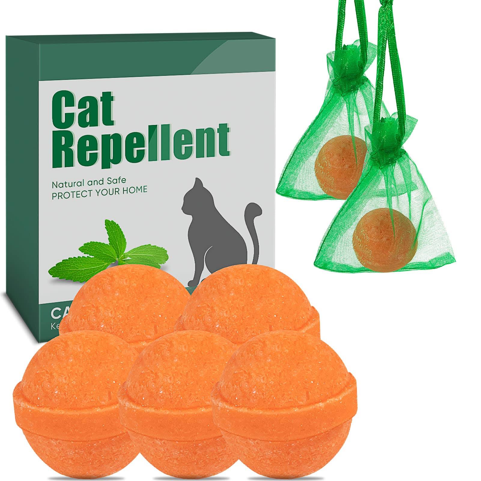 42f5beb0301c76d337bc0eeb0ed11ff8c78ae535a193ef9017c27dbb81571cb3.jpg 5 Pack Natural Cat Repellent Outdoor Indoor, Peppermint Oil Cat Deterrent Outdoor Repels Cat Dog Deer Rabbit from Garden Yard Lawn Home Keep Your - Image 1