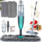 Microfiber Spray Mop for Floor Cleaning Wet Dry, 360 Degree Spin Dust Home Kitchen Hardwood Floor Flat Mops with 360ml Refillable Bottle Include 4