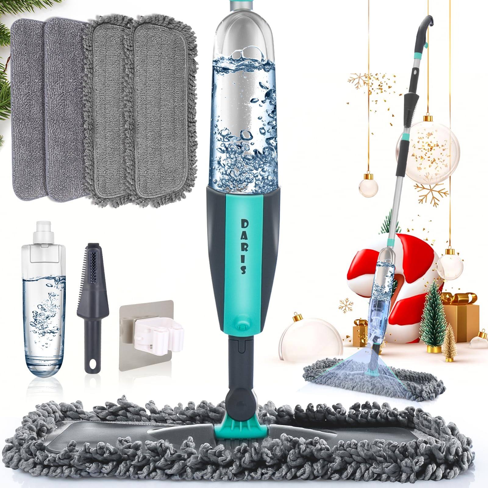 4311b4df36905f6b7ef3ecd6589c20ea998ef2045528ea3a5d30a2d2212f25f2.jpg Microfiber Spray Mop for Floor Cleaning Wet Dry, 360 Degree Spin Dust Home Kitchen Hardwood Floor Flat Mops with 360ml Refillable Bottle Include 4 - Image 1