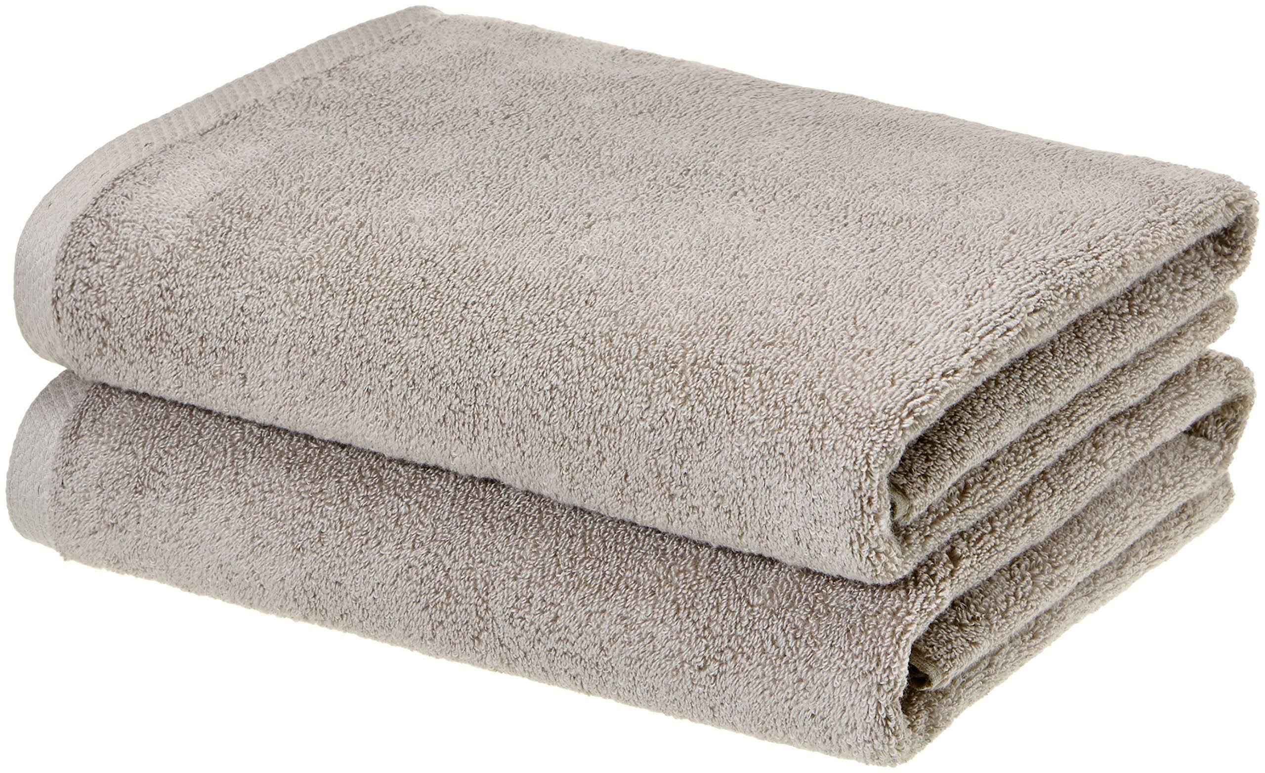 43182004ae2271f4d220a31662be9d882f0d9ba7bd5d6ecf99d5390681a26eb7.jpg Amazon Basics - 2 Piece Quick-Dry Oversize Bath Towel, 100% Cotton, Platinum, 54" x 30" - Image 1