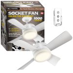 Socket Ceiling Fan with Warm Light and Remote Control 1000 Lumens - Bell + Howell