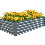VEVOR 80 in. x 40 in. x 19 in. Raised Garden Bed Galvanized Steel Planter Box Gray Raised Planter Boxes for Growing Vegetables