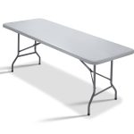 Sorfey Tablecloth -Fitted with Elastic, Vinyl with Flannel Back, Fits for Table 30"x 96" Rectangle,Water Proof, Easy to Clean, Solid Grey Design