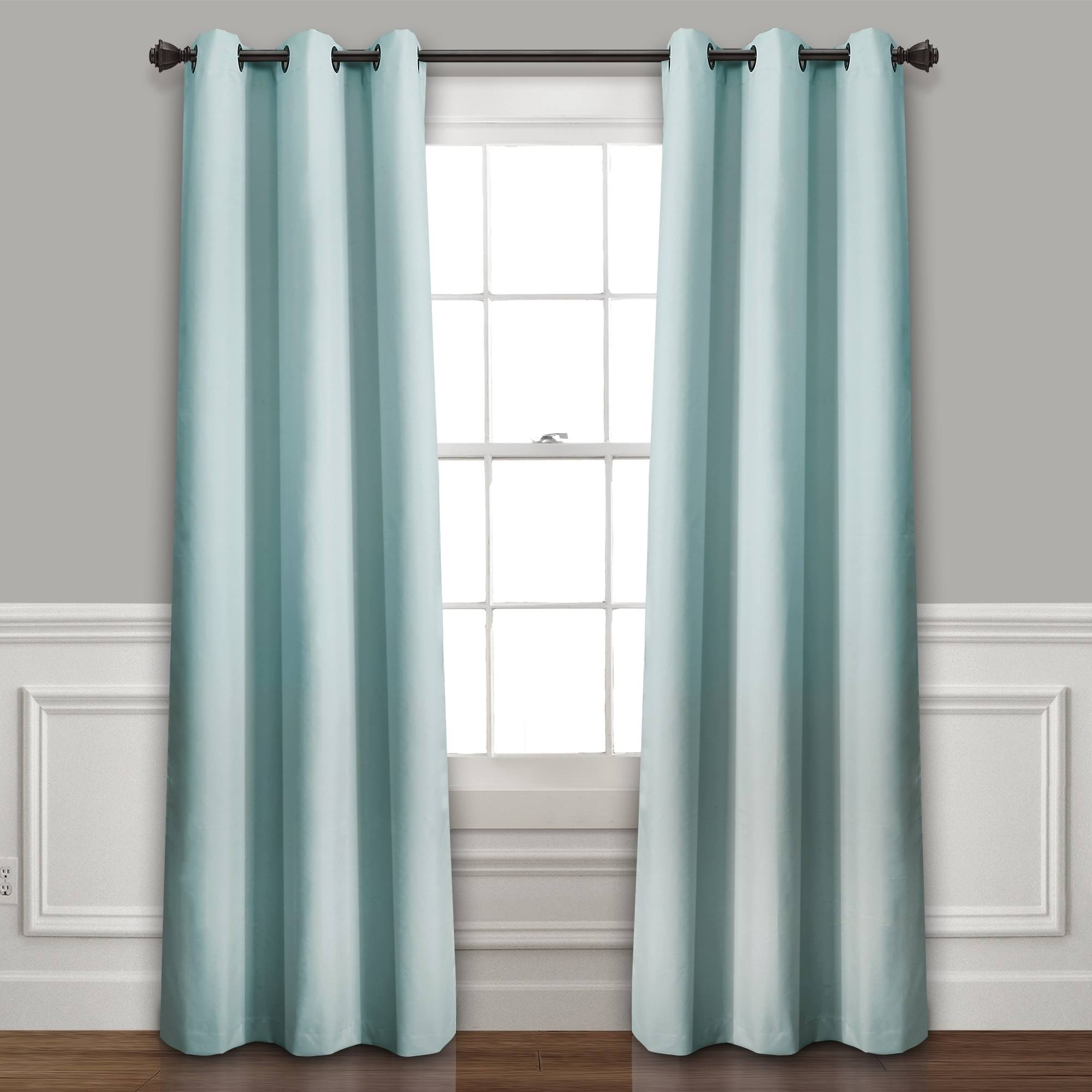 439dee90e05e7e1df43380f405619e687296c275694a21f28717cf432fbaaab6.jpg Lush Decor Absolute Blackout Window Curtain Panel Pair - 38"W x 84"L - Blue - Image 1