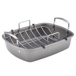 Circulon 17 in. x 13 in. Nonstick Bakeware Roaster with U-Rack, Gray