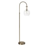 Alden 70" Arched Floor Lamp Beachcrest Home Base Finish: Brushed Brass, Shade Color: Clear