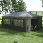 Outsunny 10' x 19.5' Large Party Tent, Height Adjustable Pop Up Canopy with Weight Bags and Wheeled Carry Bag, Gray
