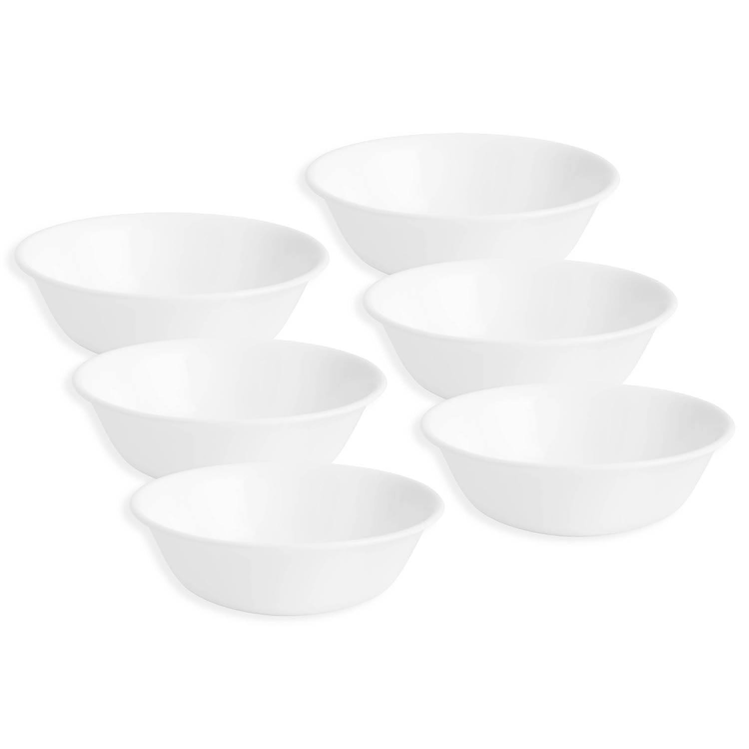 4424fd6e386810ab4613fb710ff7cb62f31e6ddf833c8c60e07ece8401afdedf.jpg Corelle Vitrelle 6-Piece Soup/Cereal Bowl Set, Triple Layer Glass and Chip Resistant, 18 oz Lightweight Round Bowls, Winter Frost White - Image 1