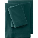 Lands' End Velvet Flannel Sheet Set or 2-Pack Pillowcase Set, Dark Green, TwinXL Set