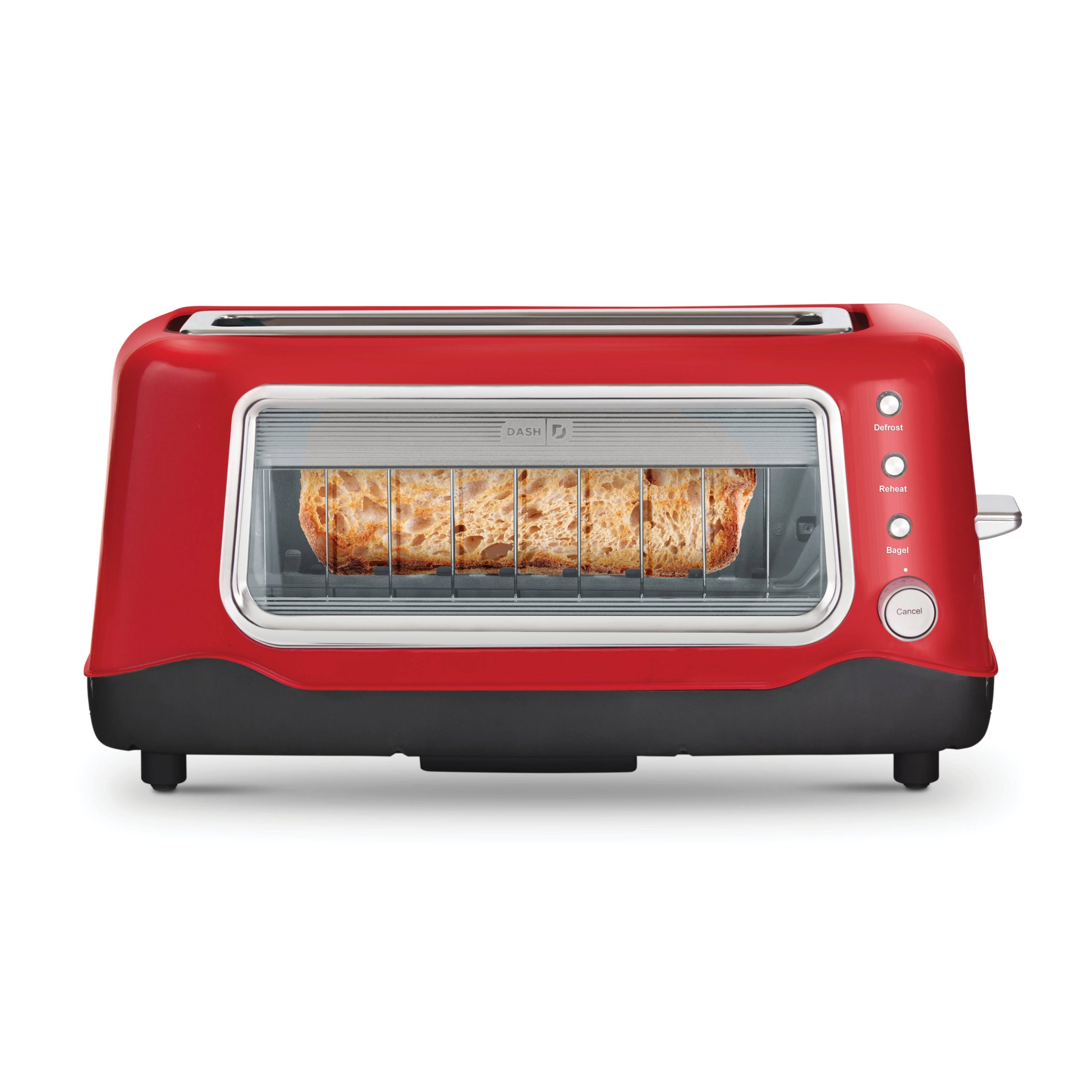 443ab06836911dbe72034d1ad8e9e91027c25445240f32c5b39377686c552791.jpg Dash Clear View Toaster - Red - Image 1