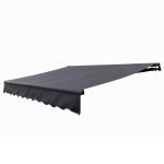 Aleko ABM16X10GY80 Motorized Retractable Black Frame Patio Awning 16 x 10 Feet (Gray)