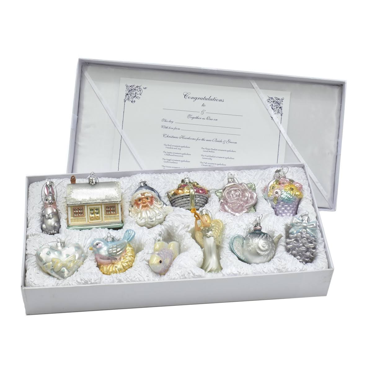 444454f22a08466e4cbb4c153bb70cc62118173b70dee5e9b5f7ef7ce2f19e8c.jpg Kurt Adler Noble Gems Newlywed's Glass Tree Box, Set of 12 - Image 1