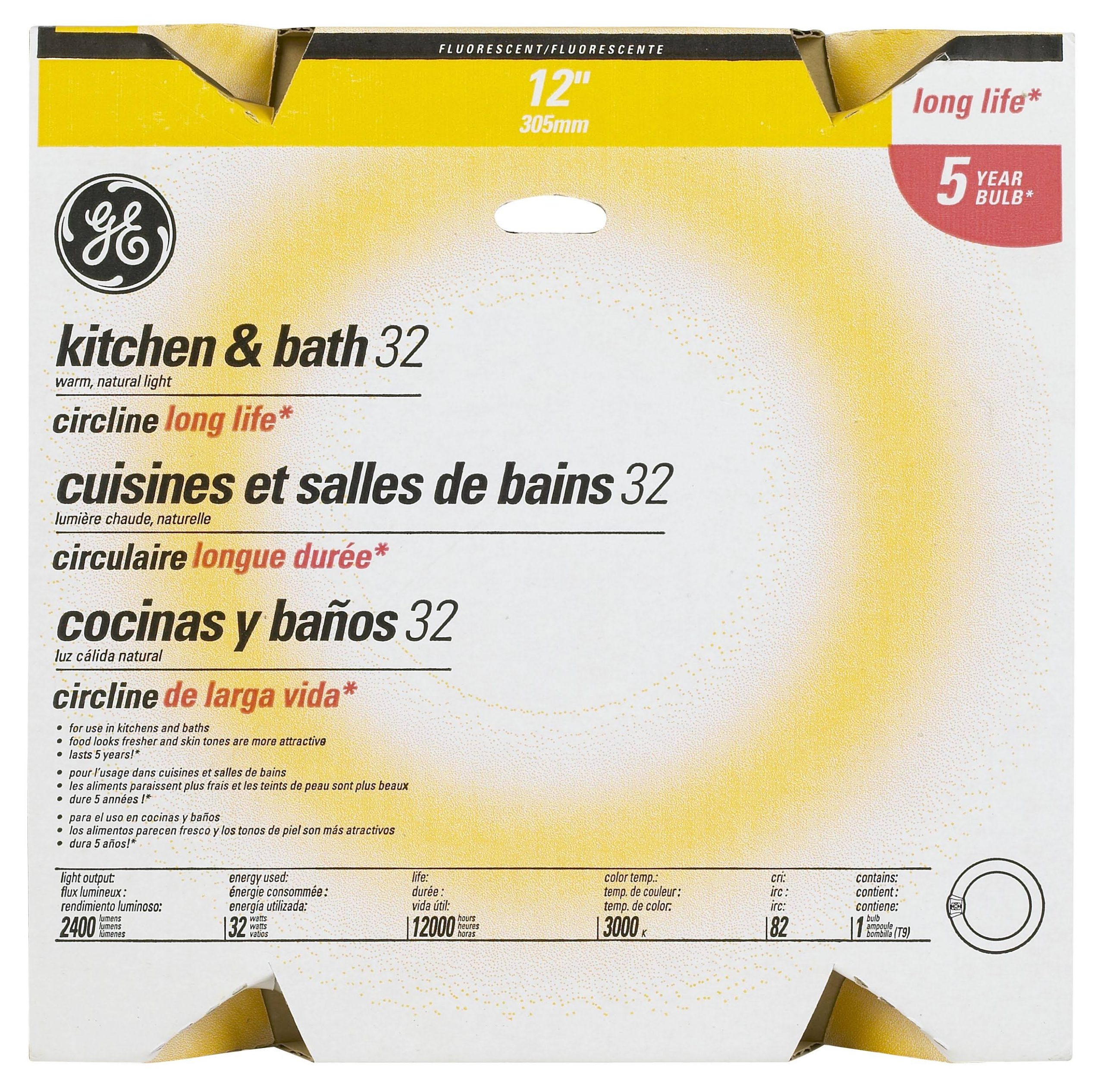 445b37cc5bf695de44c99fd06fce6e3758266965c90b499f6503b135a4f68d20.jpg G E Lighting 11085 GE32W Circline Kitchen & Bath Bulb, 32 W, 12" - Image 1