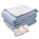 Biddeford Comfort Knit Natural Sherpa Electric Heated Blanket King Parade Blue