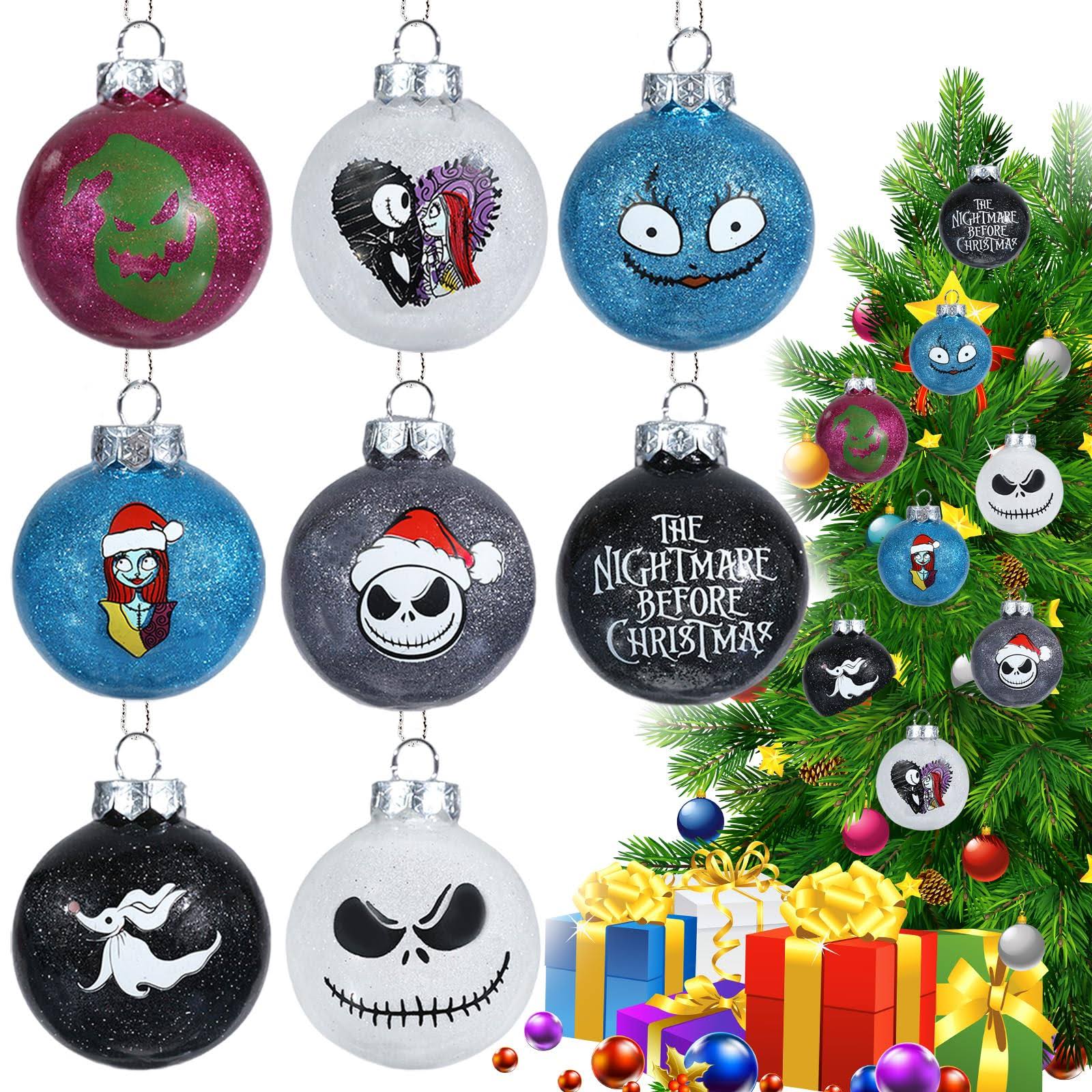 447503a7c7082c0a49dd40e099a5abd99c02de37affa202fd3b2cb90514c0fb0-1.jpg 24pcs Nightmare Before Christmas Ball Ornaments - Halloween Decorations for Christmas Tree, Holiday Hanging Balls, 2.36''/60mm - Image 1