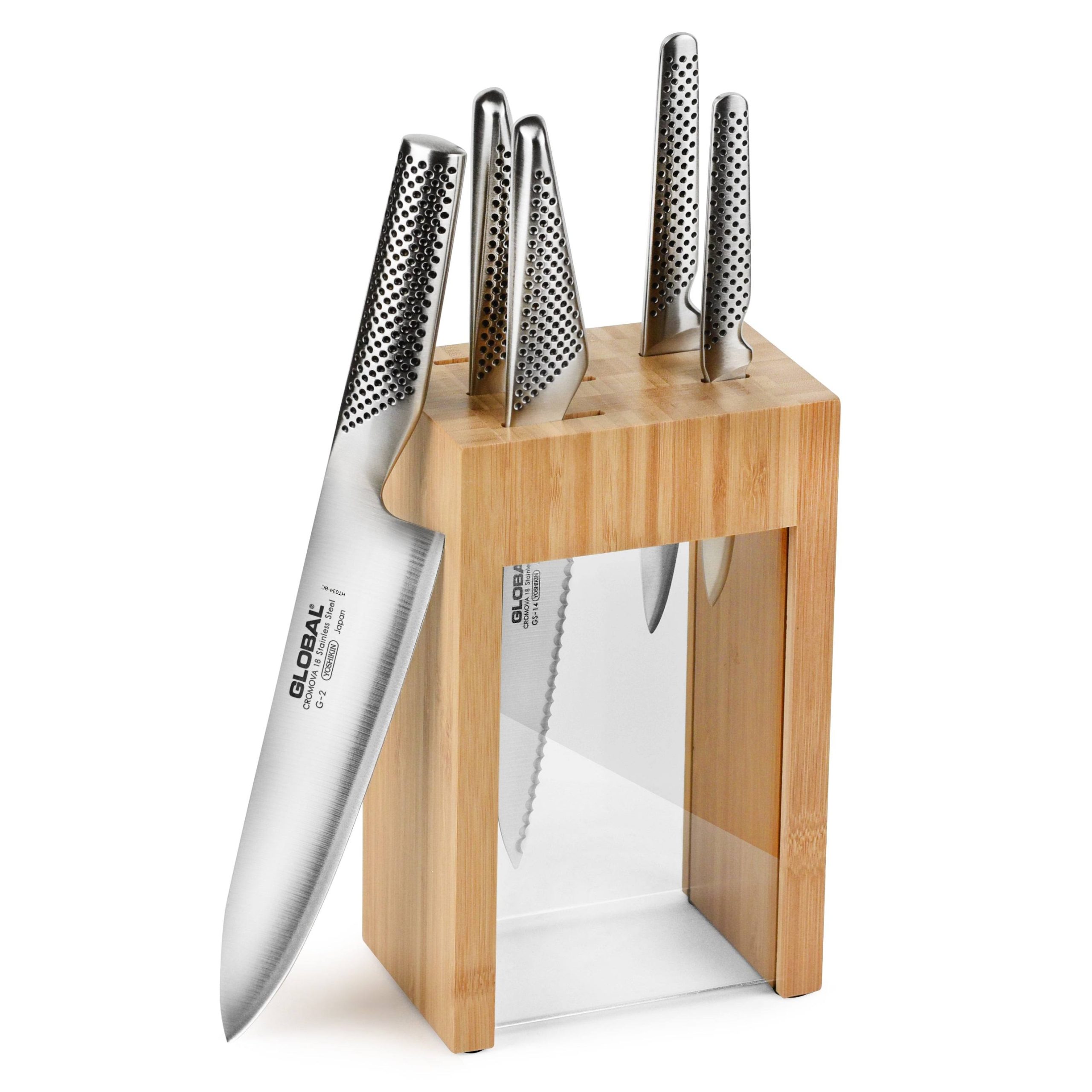 4499e9632056afa21a2d5edc425ce2c5edda0d64ed65c20be41de62bccdaf6a9.jpg Global Osaka 6 Piece Knife Block Set - Image 1