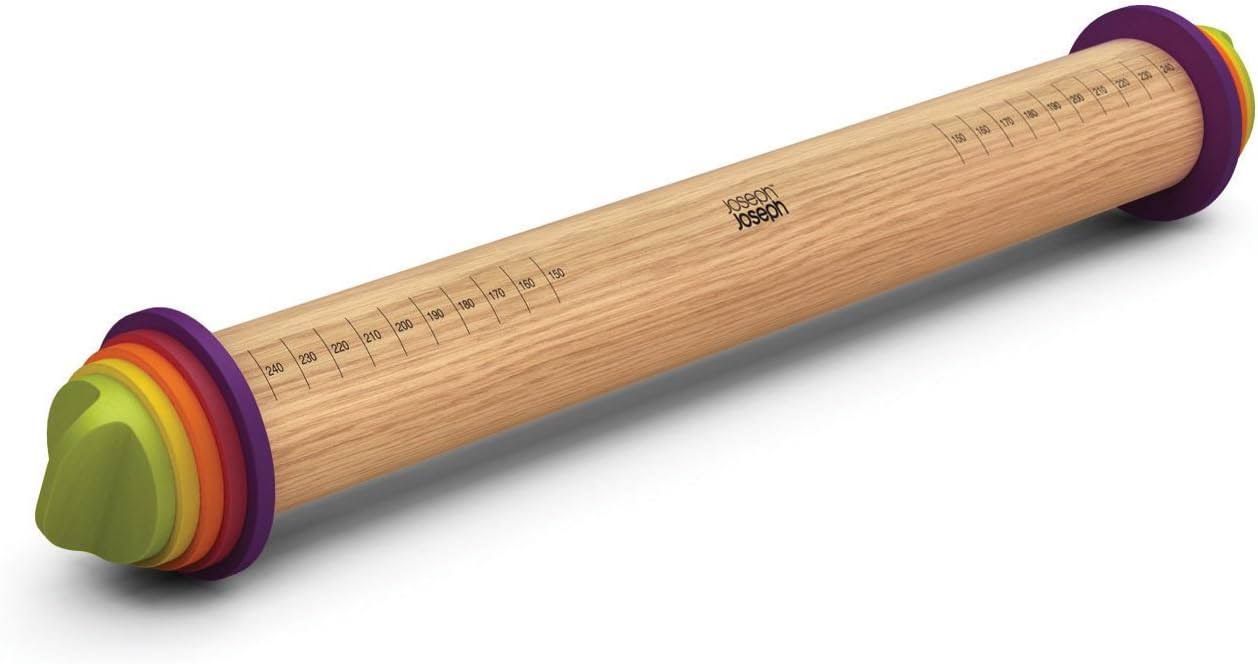 449a33ba23419e35334cc3bf74be458bcd9d3ddff4bd9cfa256a09c72d347909.jpg Joseph Joseph 20085 Adjustable Rolling Pin with Removable Rings, Multicolored - Image 1