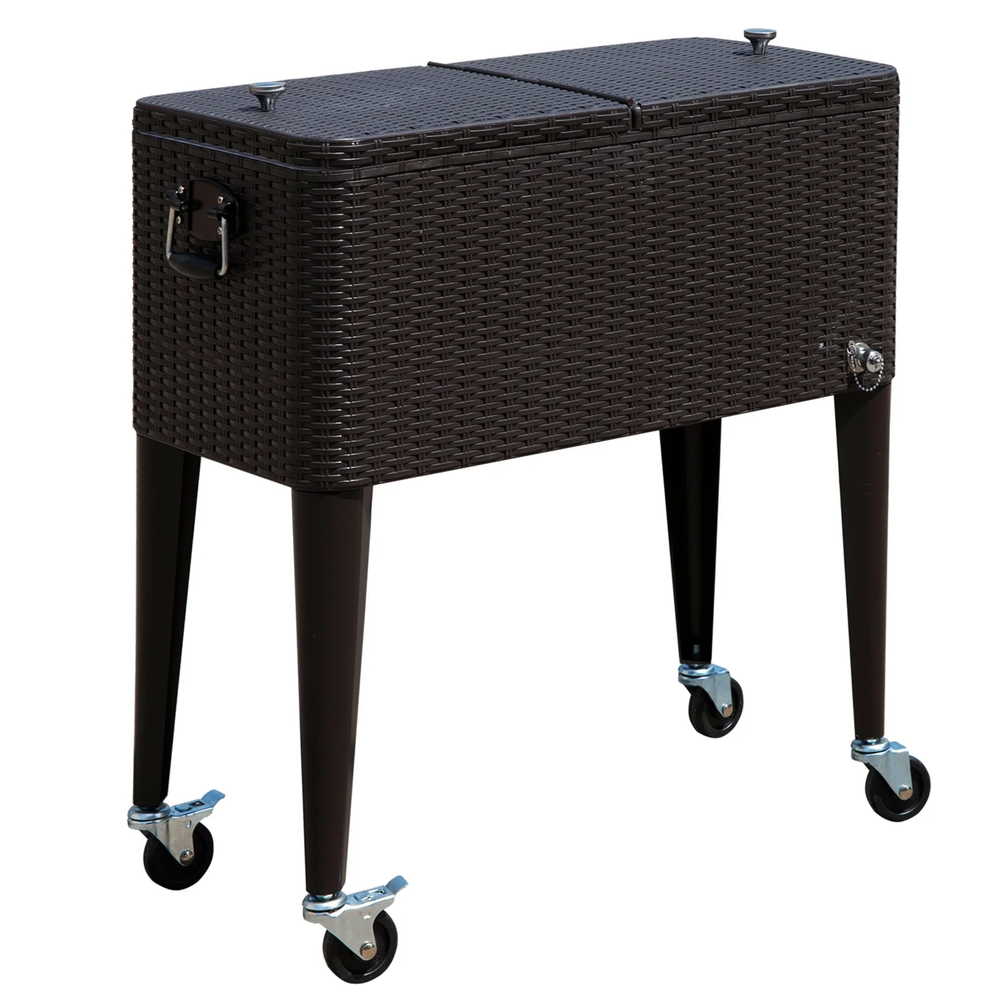 449a9bf70d6b7106fe75b09b82791fa5cc82782b9826b41ce1dab34c9806cbc4.webp Outdoor 80QT Portable Rolling Patio Rattan Ice Chest Party Cooler Cart Brown - Image 1