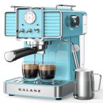 Galanz Retro 2-Cup Espresso Machine with Milk Frother - Blue