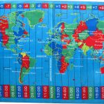 World Time Zones Caribbean Blue Color Velour Beach Towel 30x60 Inches
